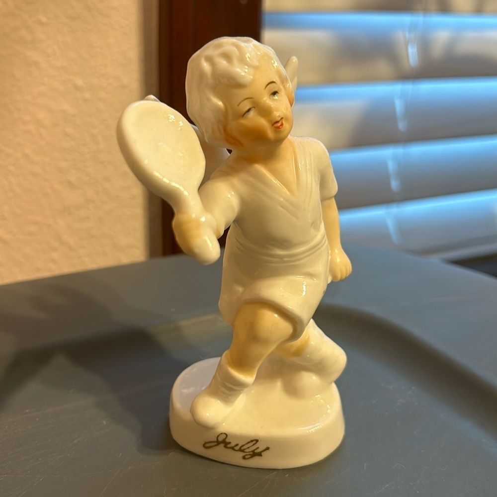 Vintage Japanese Ceramic Porcelain July Birth Month Angel